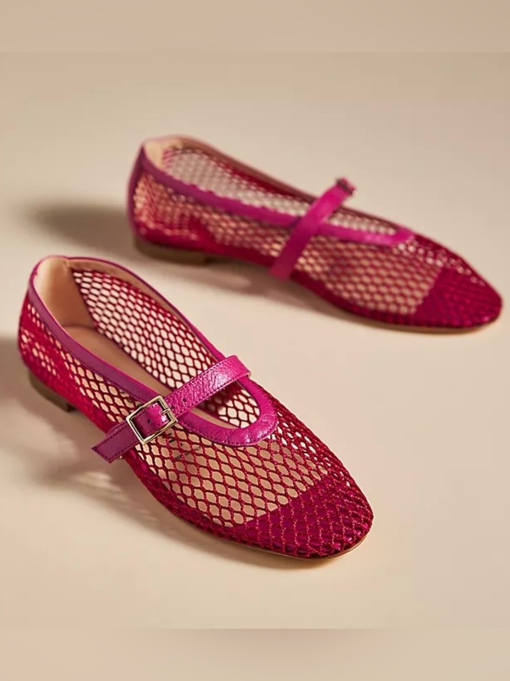 Anthropologie FABIO RUSCONI Marilu Mesh Ballet Flats size EU 40 US 10 Fucshia